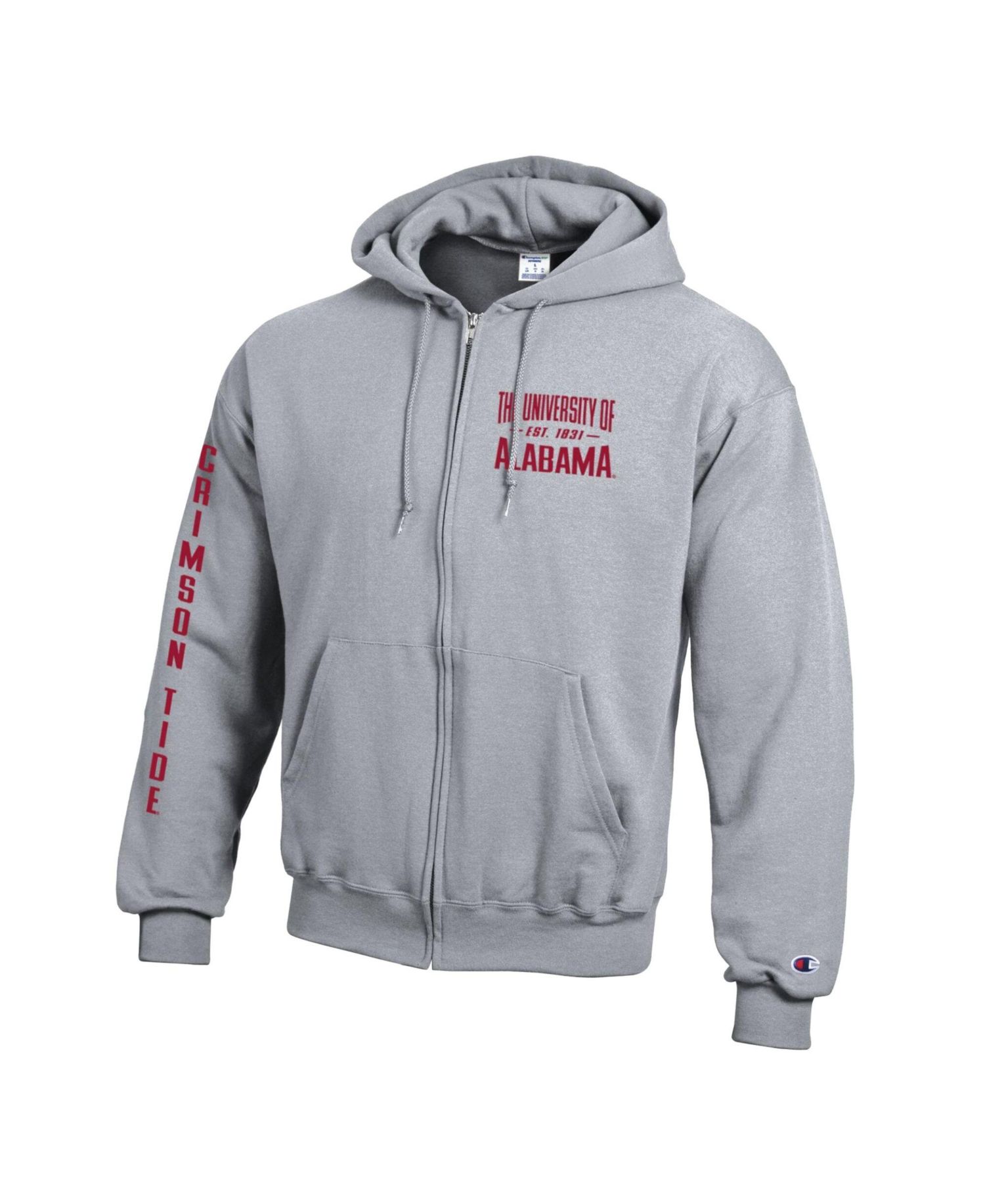 Men's Gray Alabama Crimson Tide Varsity Power blend Full-Zip Fleece Hoodie