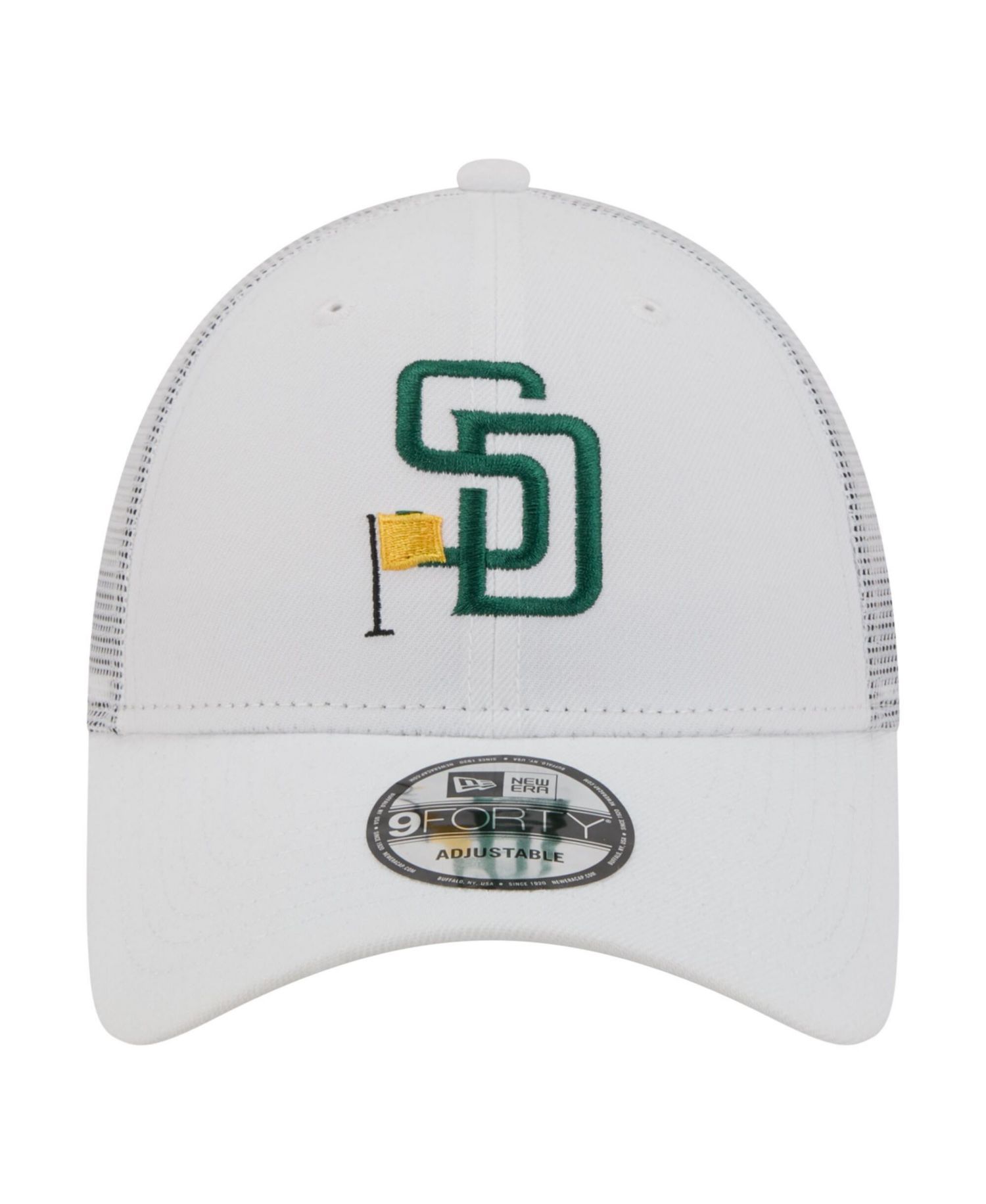 Men's White San Diego Padres Flag 9FORTY Trucker Adjustable Hat