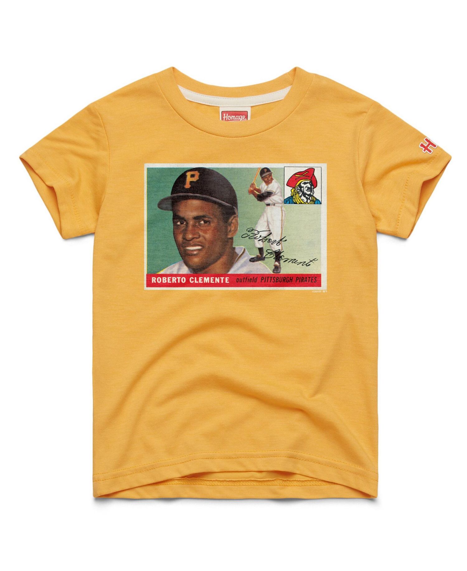 Big Boys and Girls Roberto Clemente Gold Pittsburgh Pirates Topps Baseball Card Tri-Blend T-Shirt