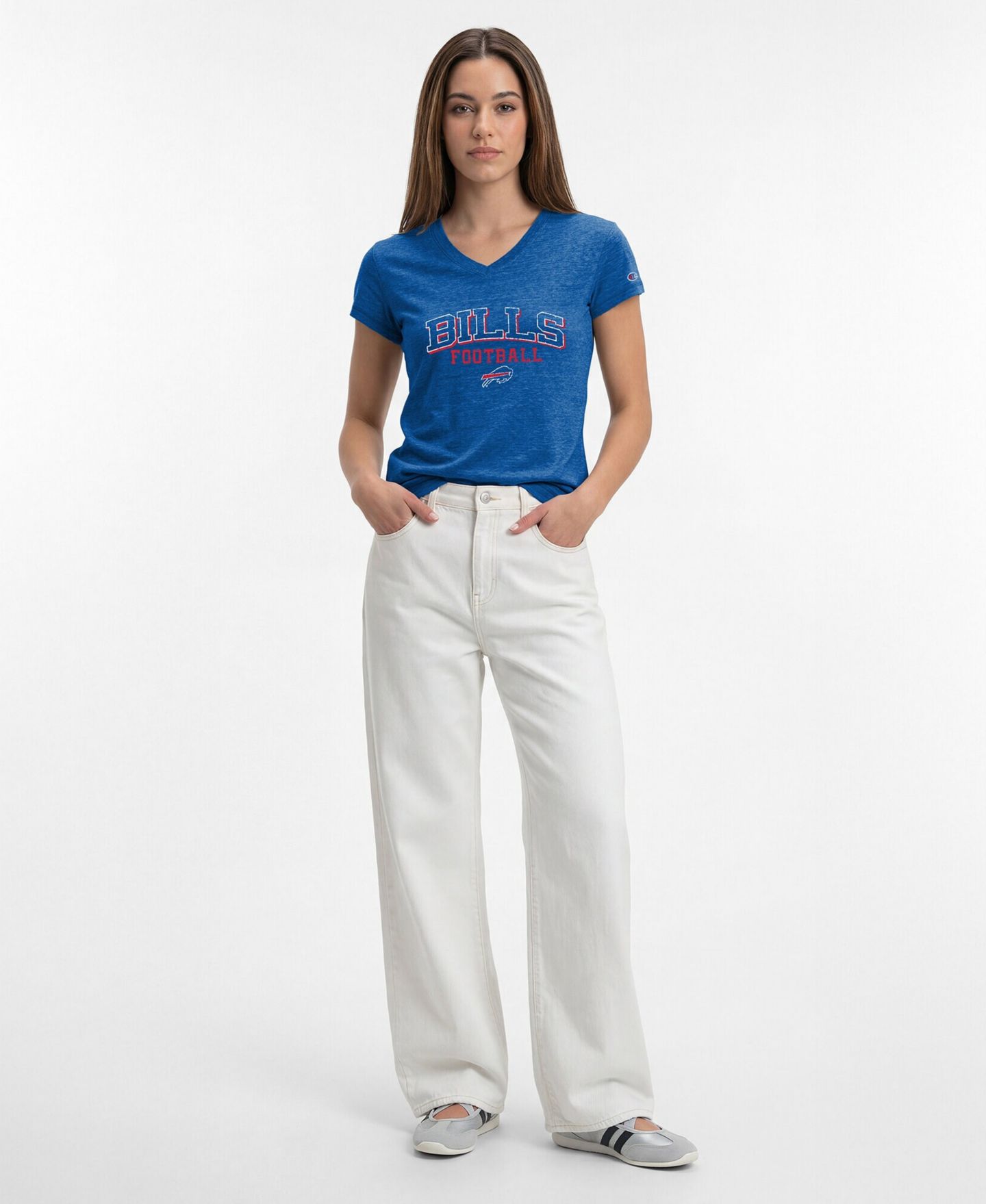 Женская футболка Champion Royal Buffalo Bills Triumph Tri-Blend V-Neck — фото 2