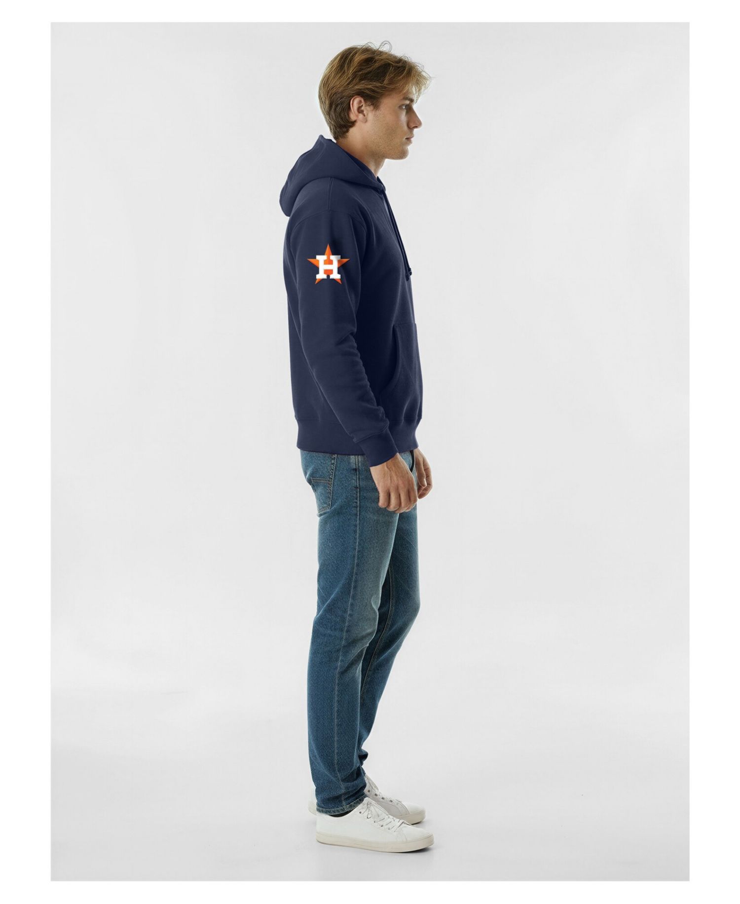 Men's Navy Houston Astros Reverse Weave Chenille Hoodie