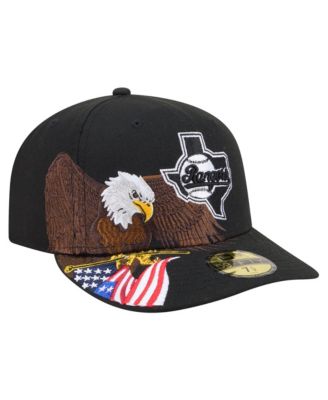 Men's Black Texas Rangers Americana Bald Eagle Pre-Curved 59FIFTY Fitted Hat