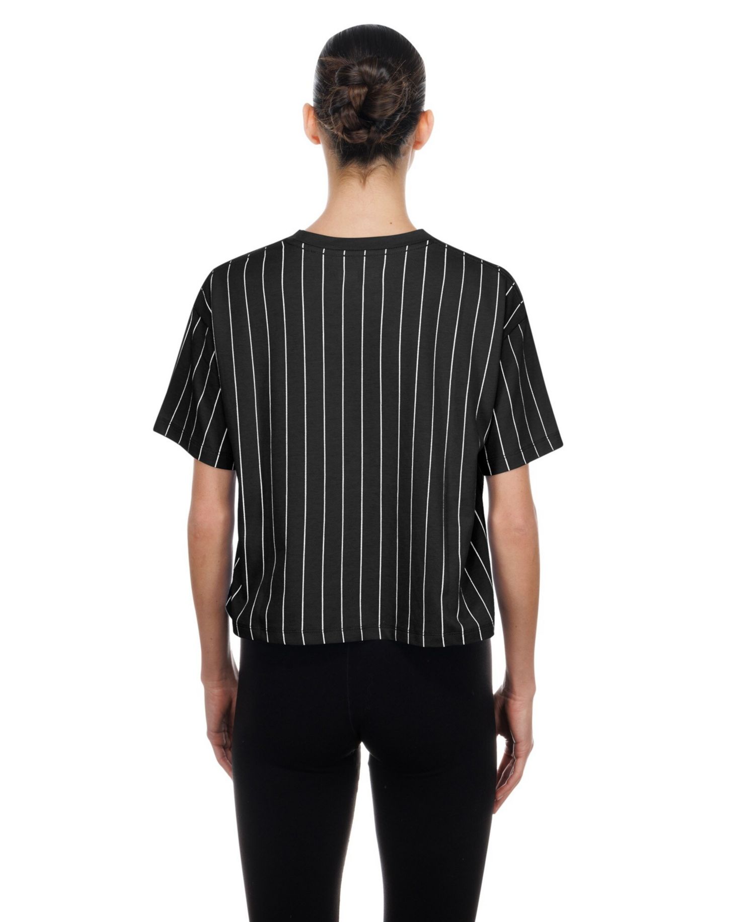 Women's Black LA 2028 Summer Mesh Back Pinstripe Boxy T-Shirt