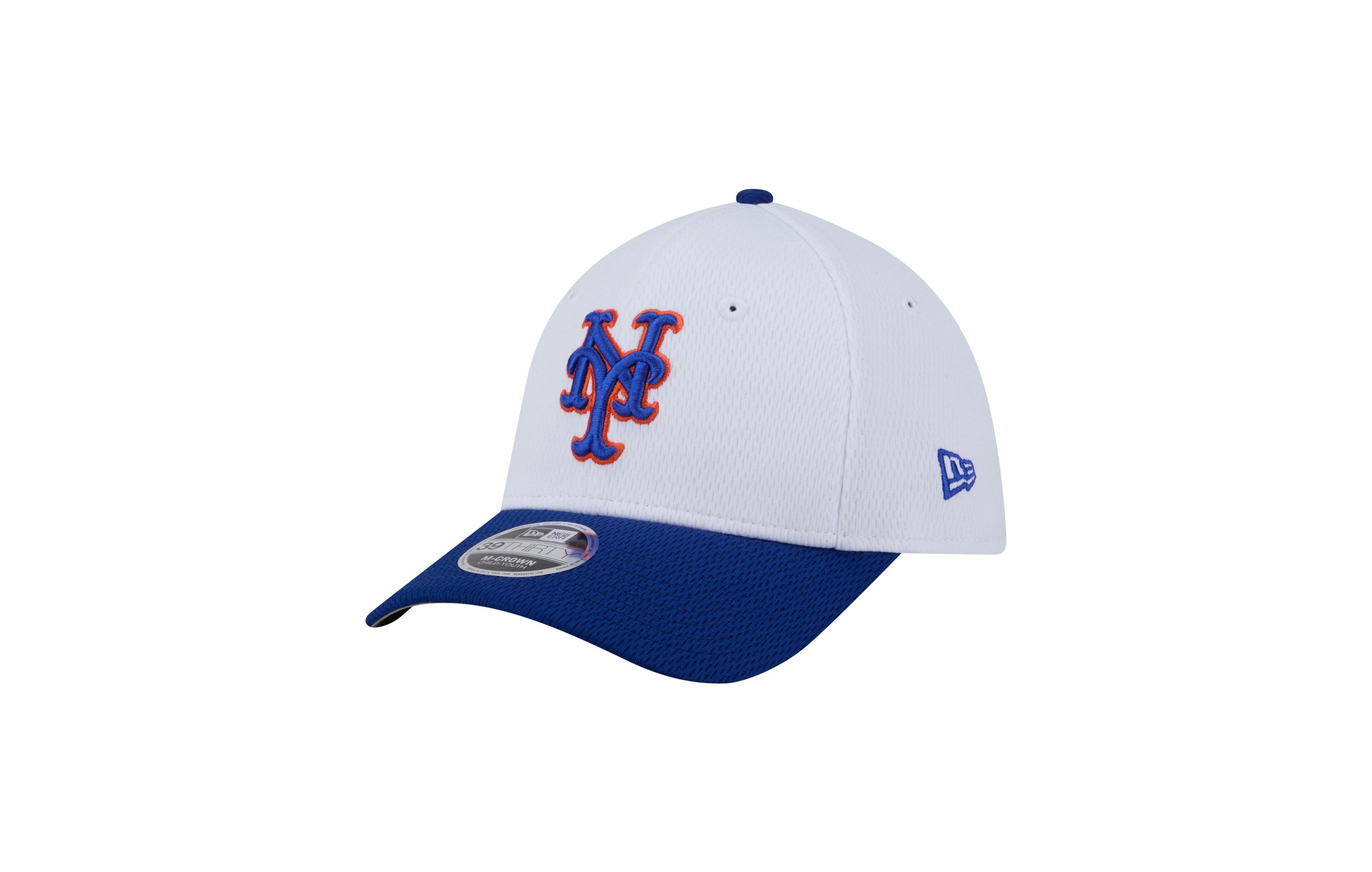 New Era Big Boys and Girls White, Royal New York Mets Baseball 39THIRTY M-Crown Flex Hat