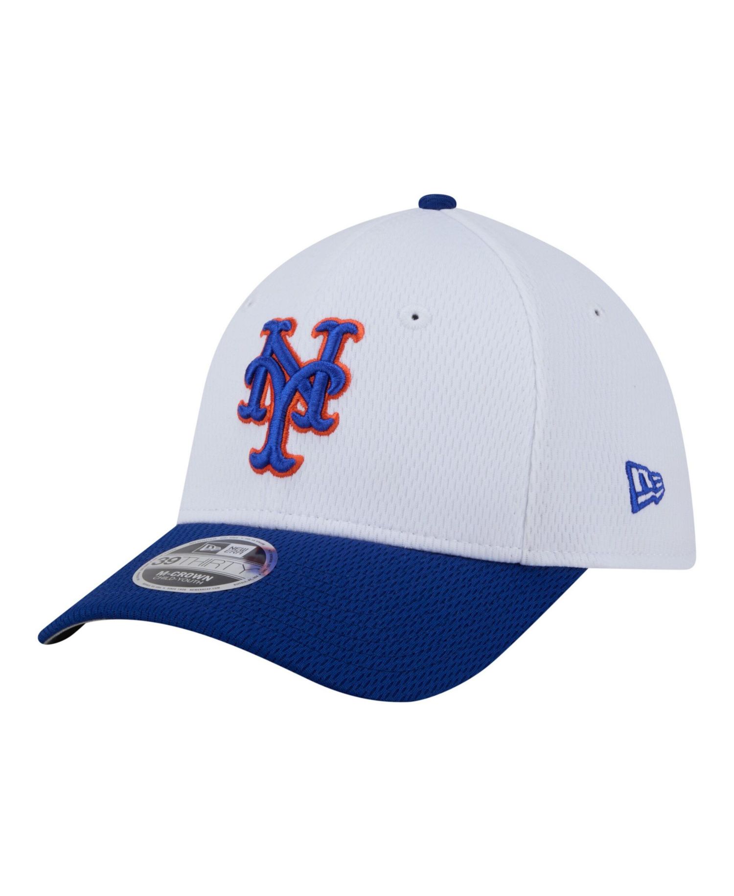 Big Boys and Girls White/Royal New York Mets Baseball 39THIRTY M-Crown Flex Hat