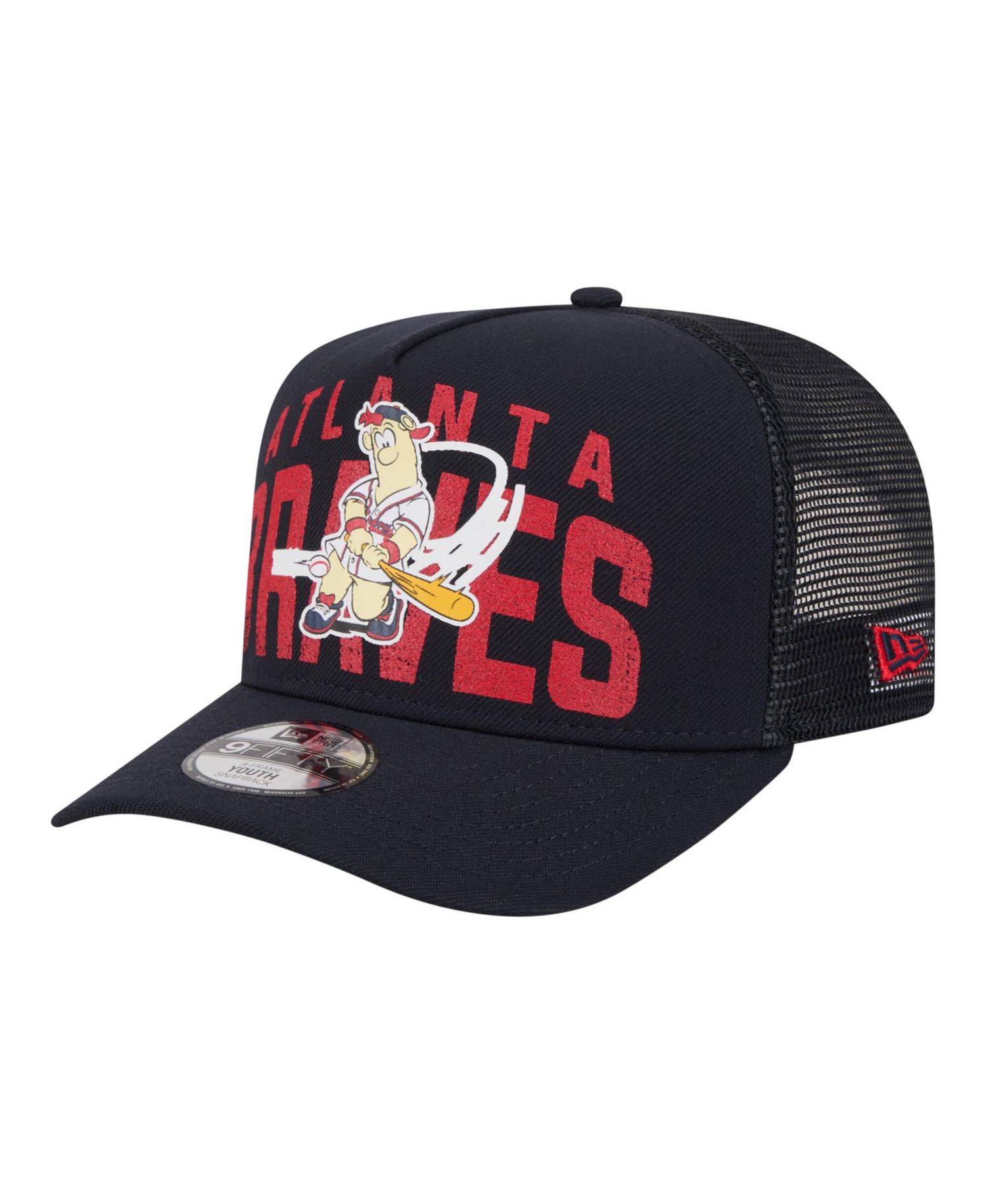 Big Boys and Girls Navy Atlanta Braves Logo Fade A-Frame 9FIFTY Snapback Hat