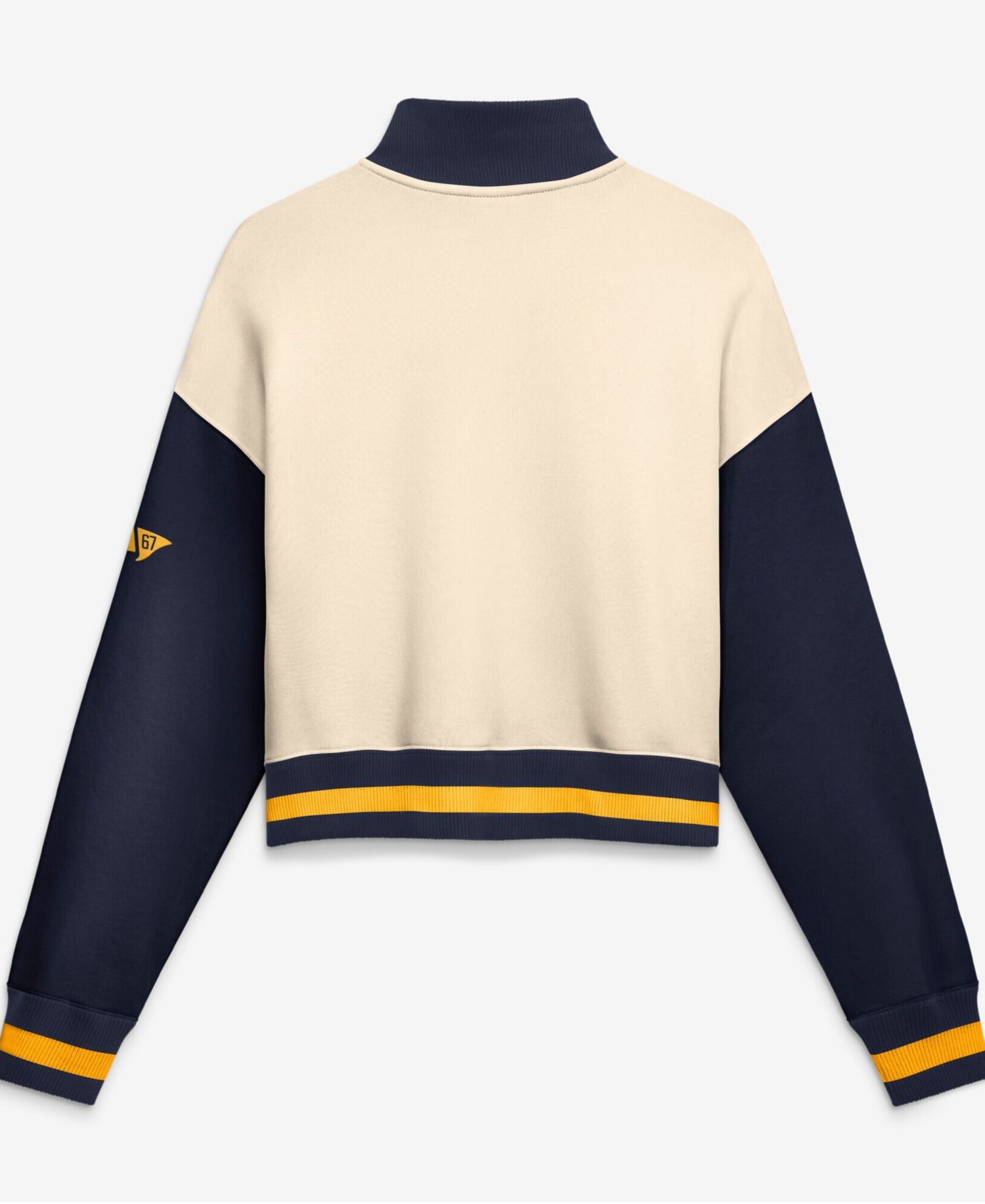 Women's West Virginia Mountaineers Oversized Colorblock Cropped Quarter-Zip Pullover