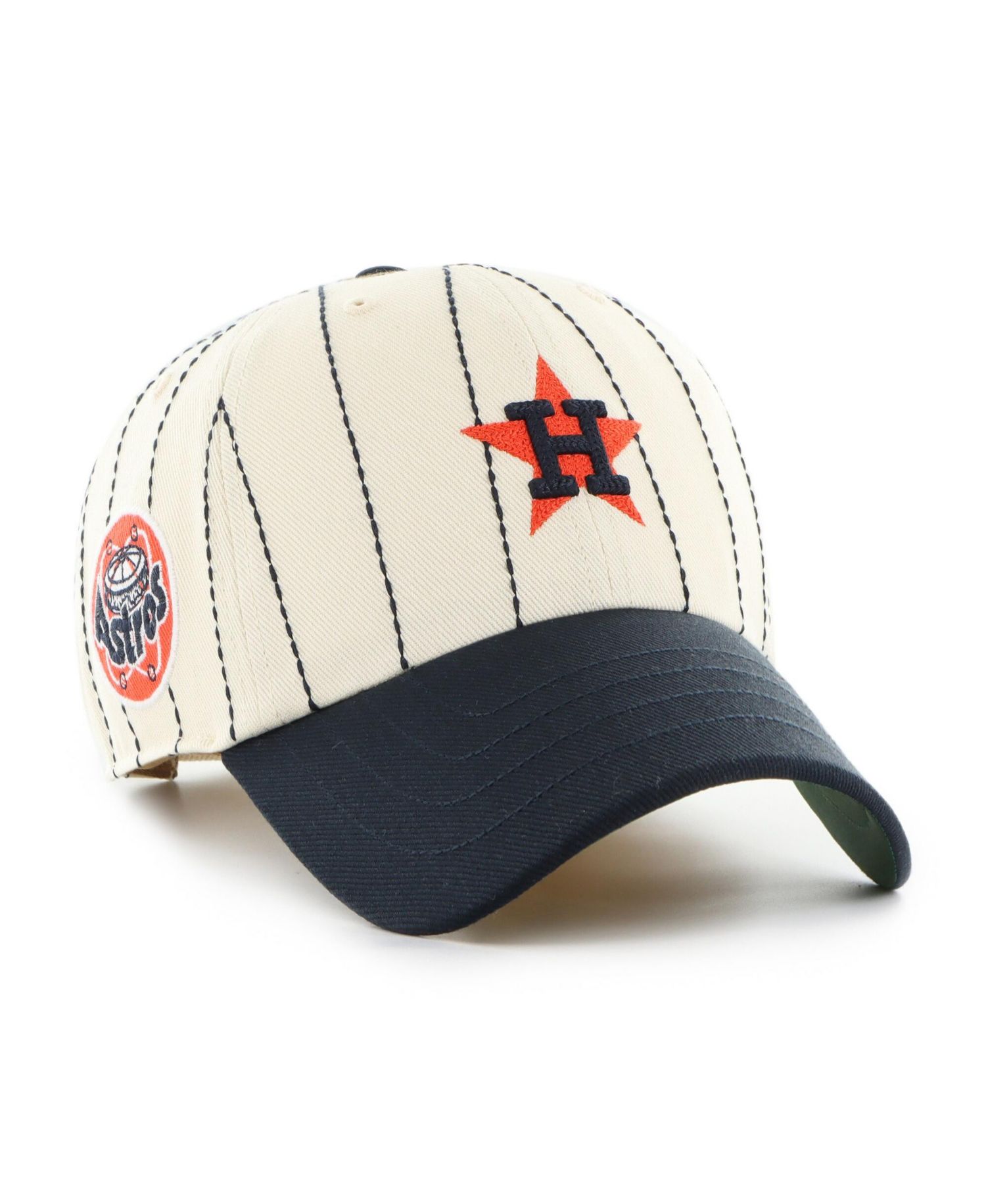 47 Brand Men's 'x Rawlings Natural/Navy Houston Astros Pinstripe Clean Up Adjustable Hat