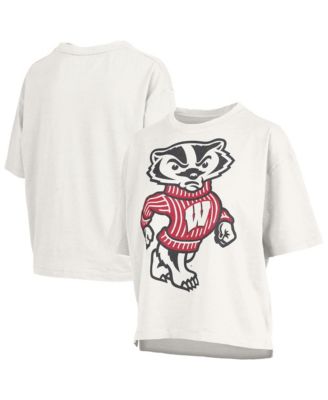 Women's White Wisconsin Badgers Big Canvas Puff Castillo Motley Slub T-Shirt