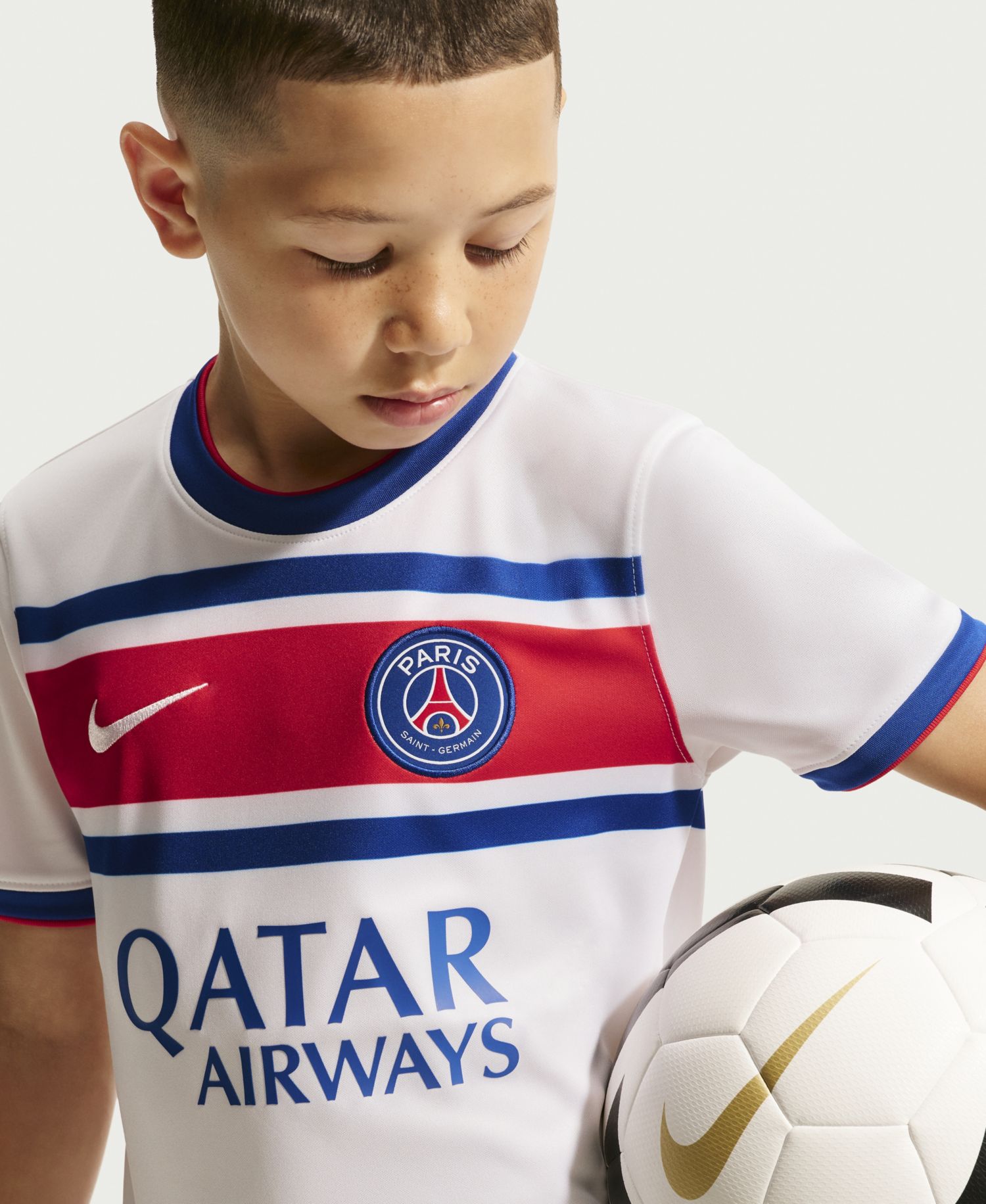 Big Boys and Girls White Paris Saint-Germain 2026/27 Away Pre-Match Jersey