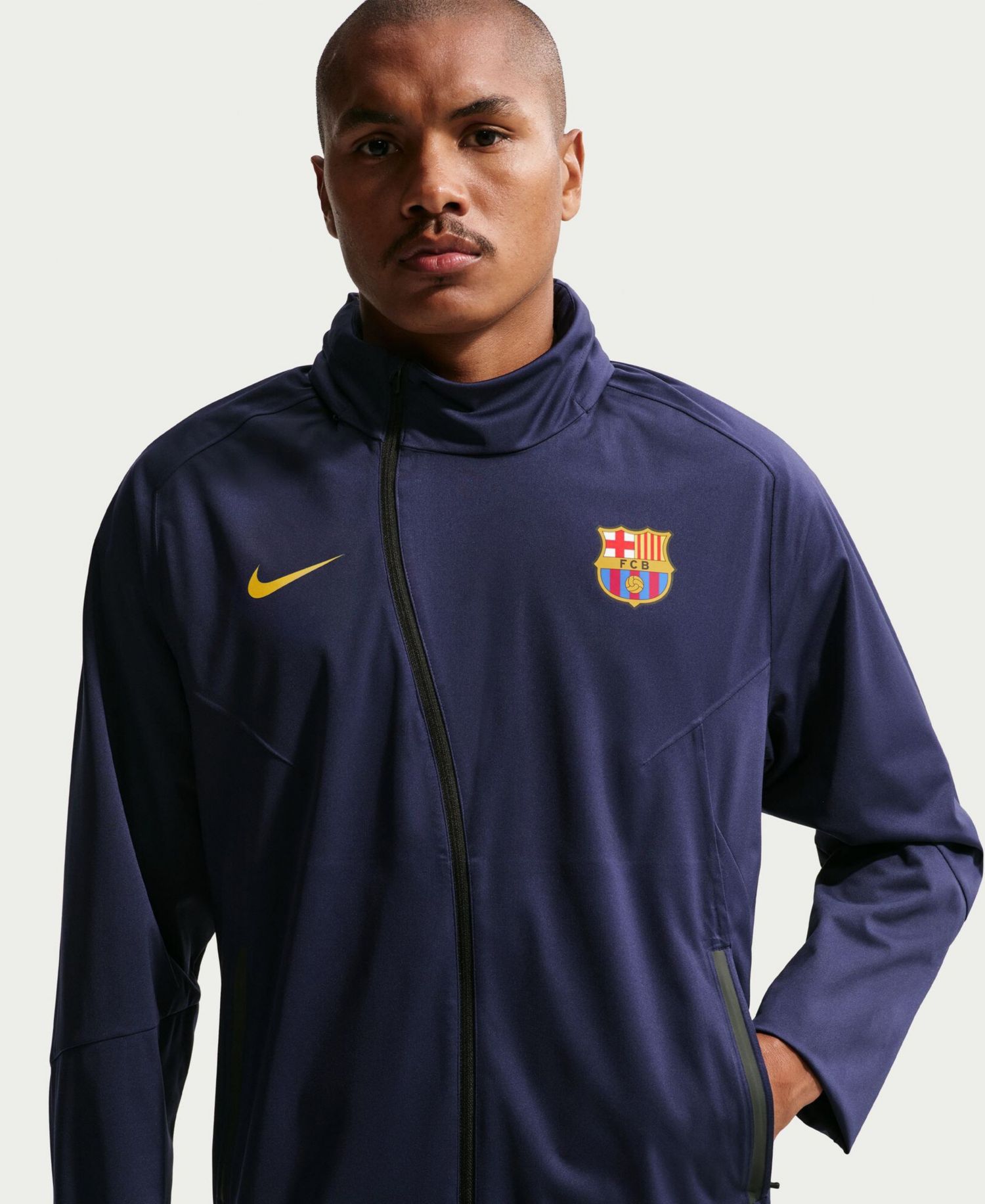 Men's Blue Barcelona Strike Shield Full-Zip Hooded Rain Jacket