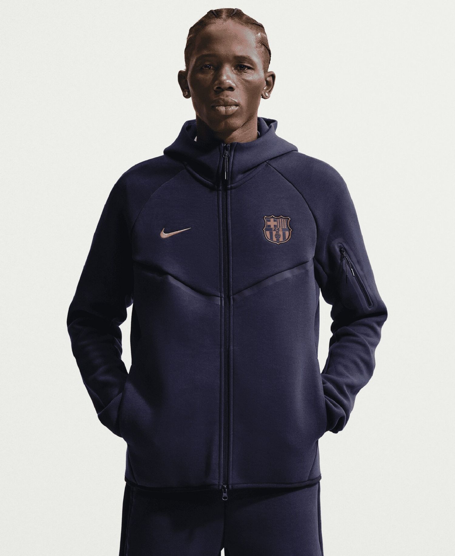 Men's Navy Barcelona Tech Fleece Windrunner Raglan Full-Zip Hoodie