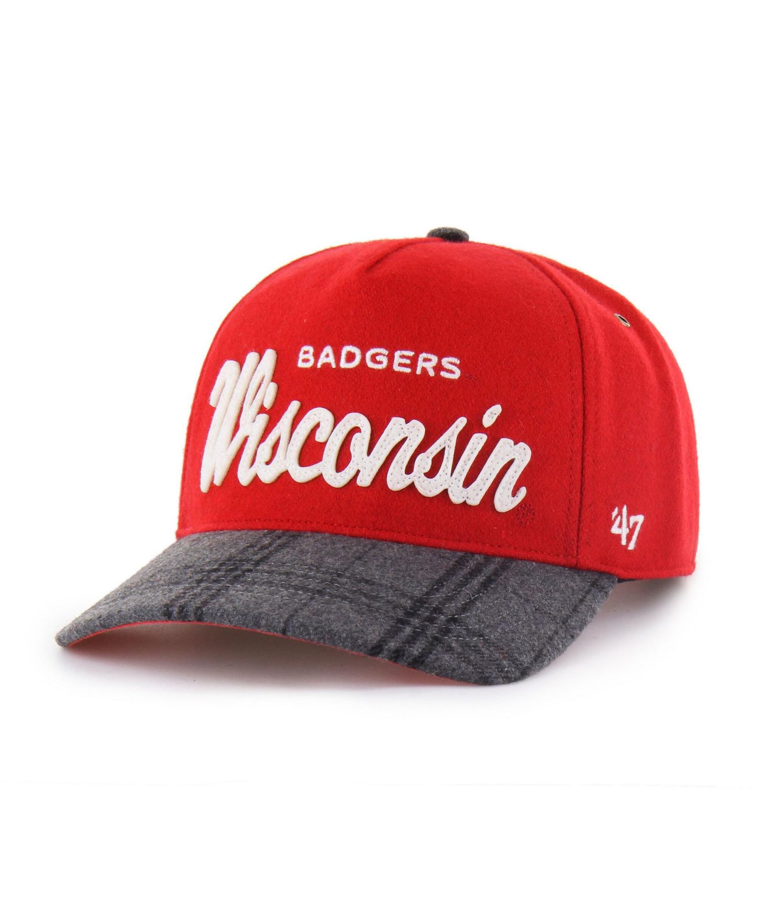 Men's and Women's Red Wisconsin Badgers Windowpane Plaid Collection Hitch Adjustable Hat