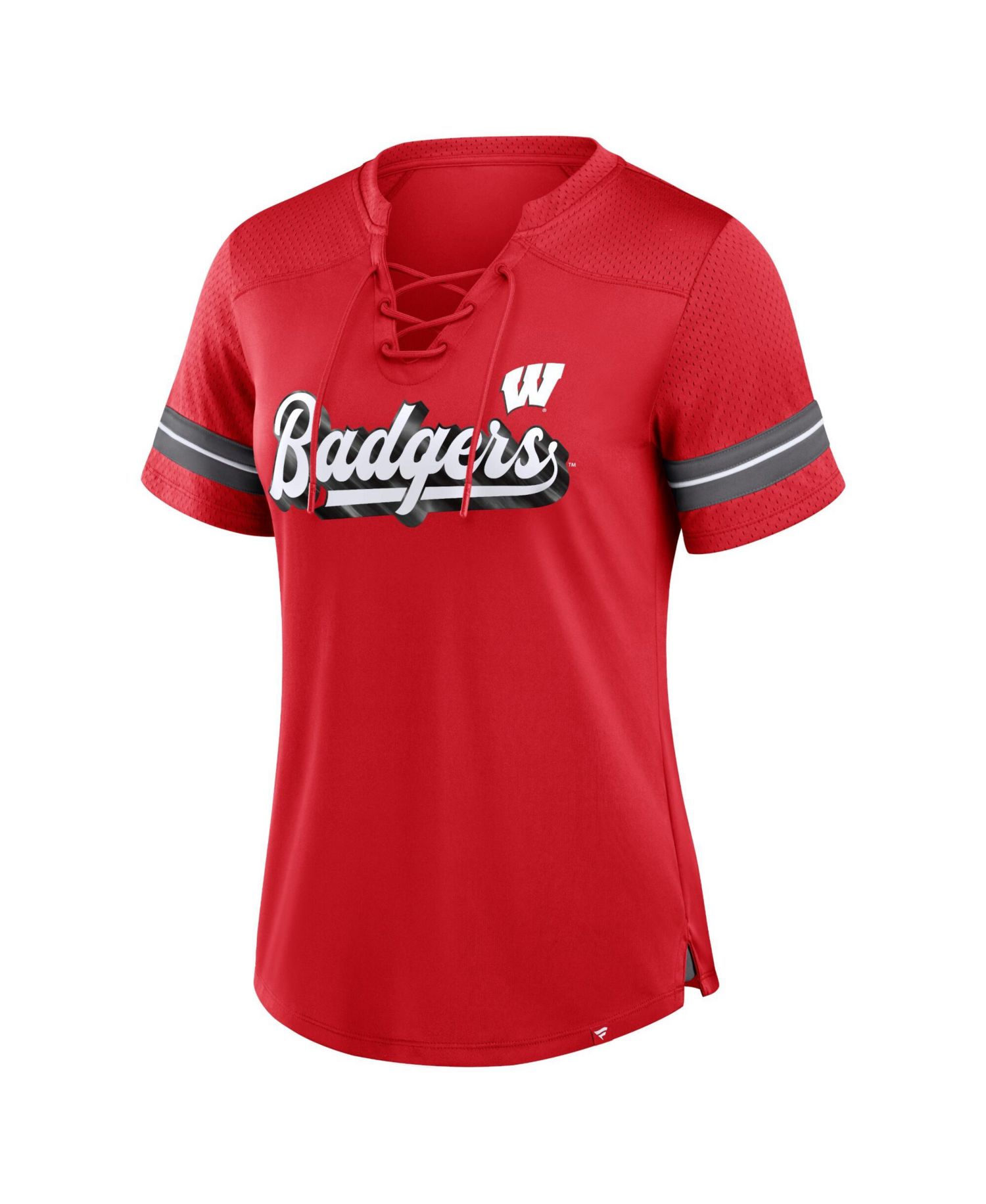 Women's Athena Wisconsin Badgers Lace-up V-Neck T-Shirt