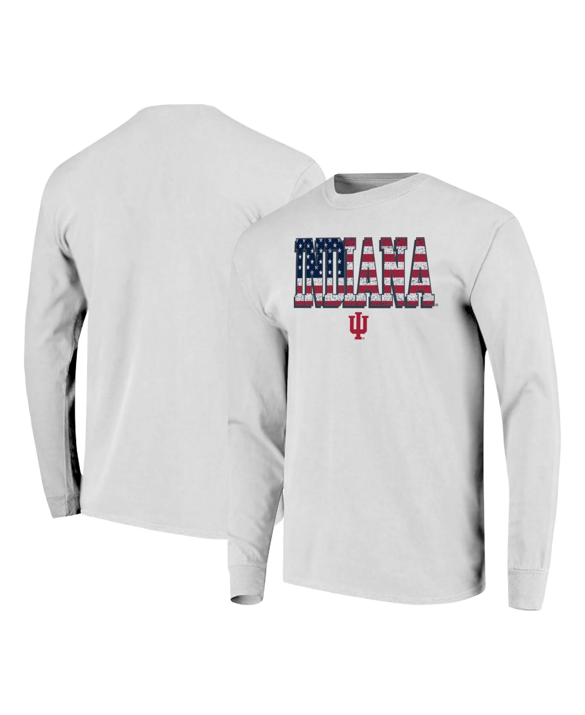 Image One Men's White Indiana Hoosiers Tall Type Flag Long Sleeve T-Shirt