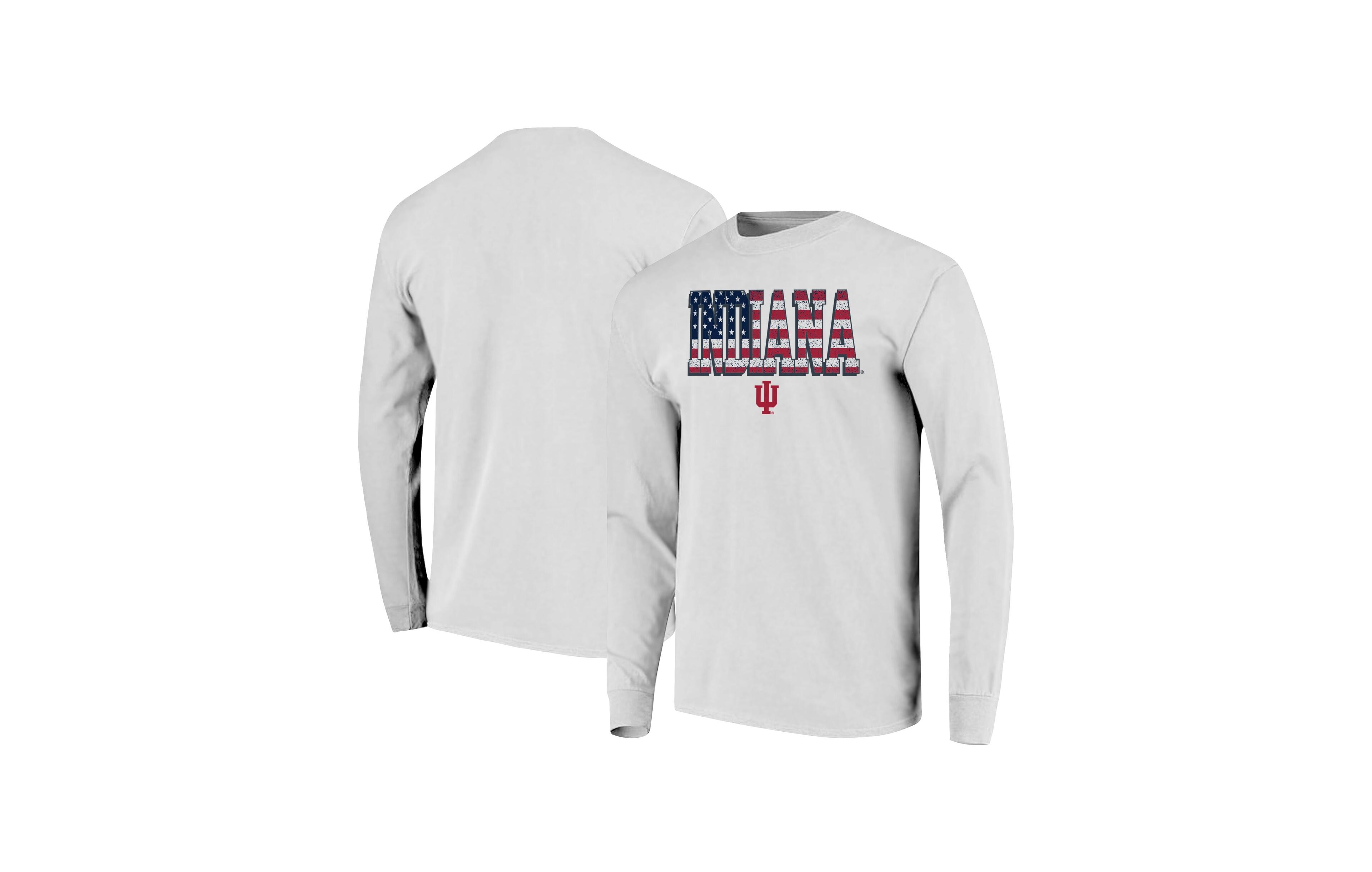 Image One Men's White Indiana Hoosiers Tall Type Flag Long Sleeve T-Shirt