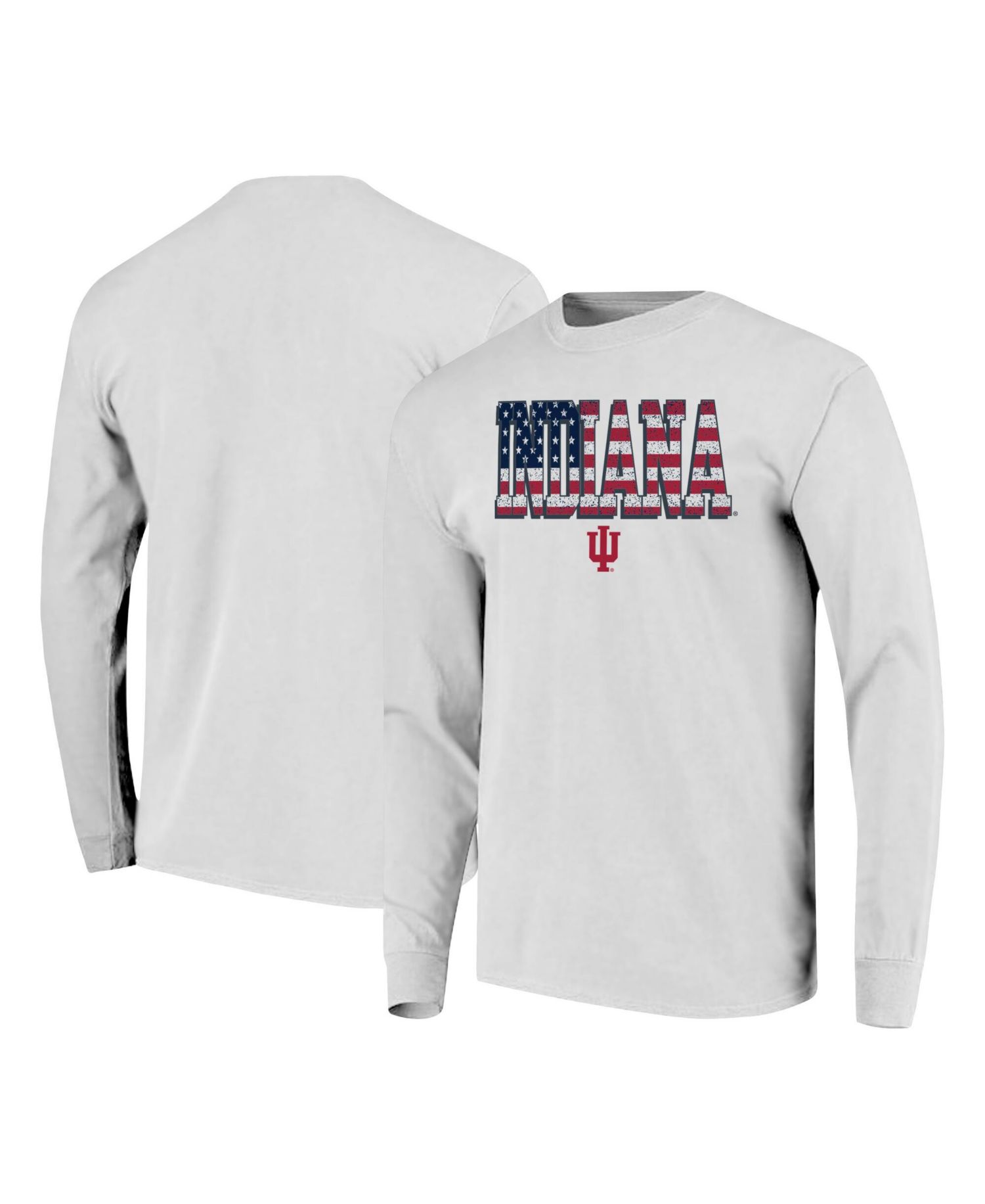 Men's White Indiana Hoosiers Tall Type Flag Long Sleeve T-Shirt