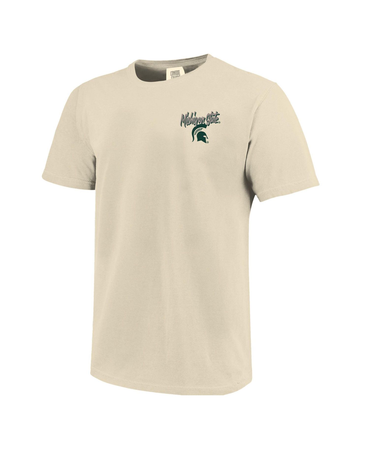 Men's Natural Michigan State Spartans Comfort Colors Hand-Drawn Campus Stack T-Shirt