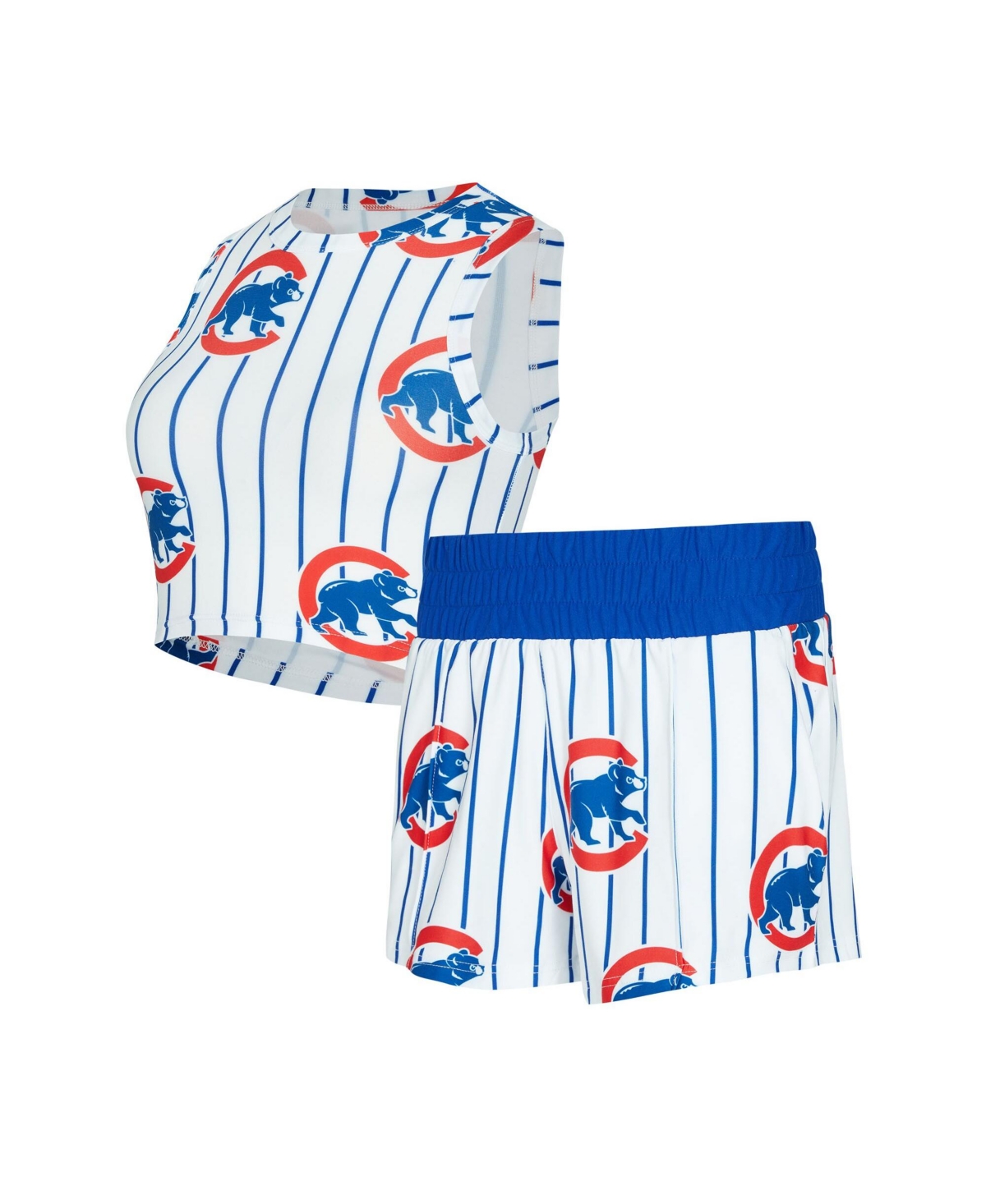 Concepts Sport Women's Concepts Sport White Chicago Cubs Pinstripe Record Tank Short Set
