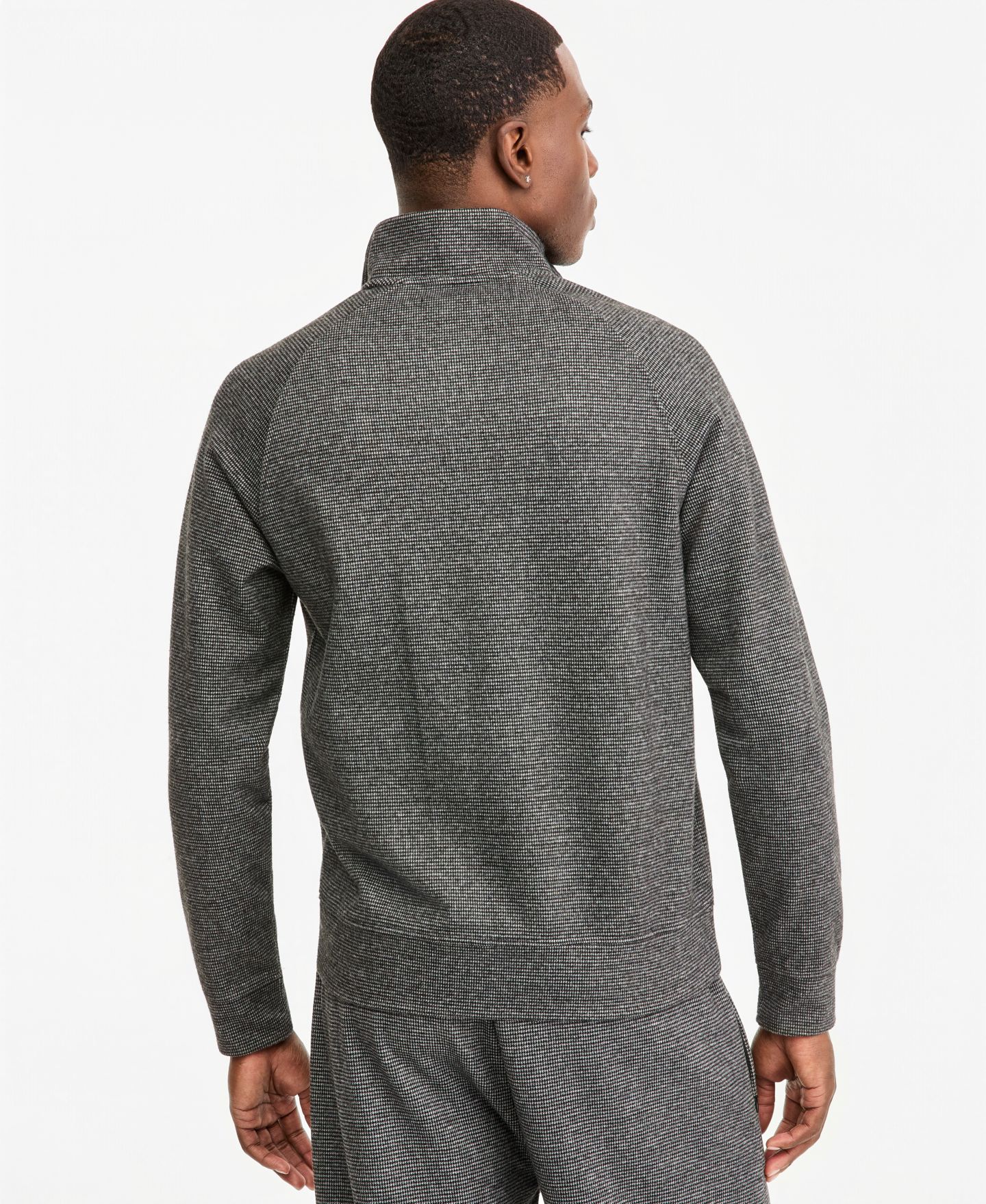 Мужская куртка KARL LAGERFELD PARIS Heathered Full-Zip Stand Collar Track, цвет: Серый / Чёрный — фото 4