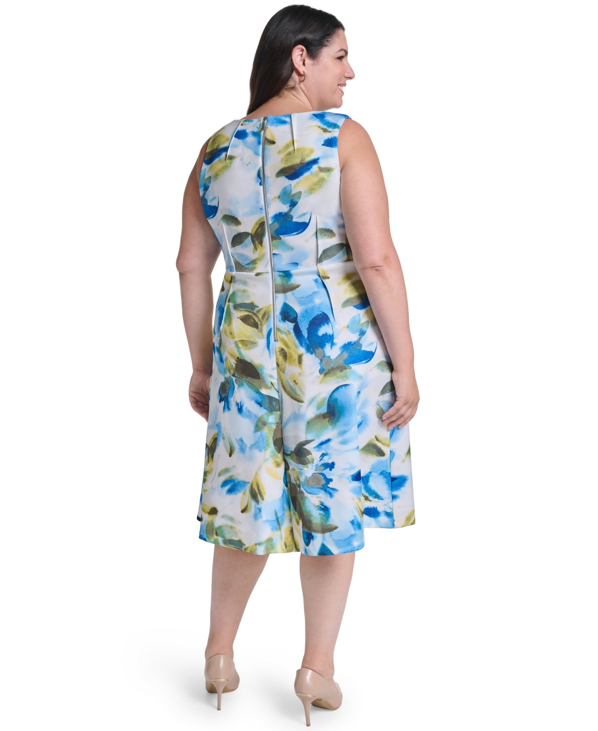 Calvin Klein Plus Boat Neck A-line Dress