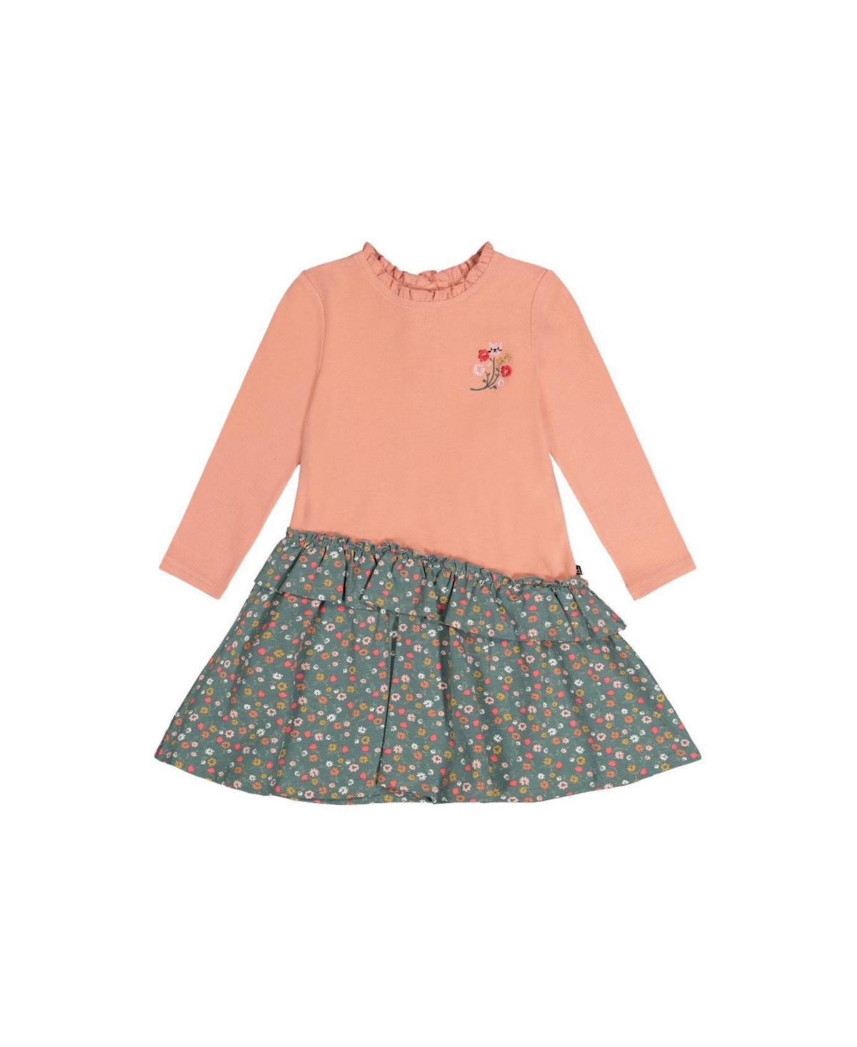 Deux par Deux Little Girls (6-8) Bi-Material Dress Floral Print