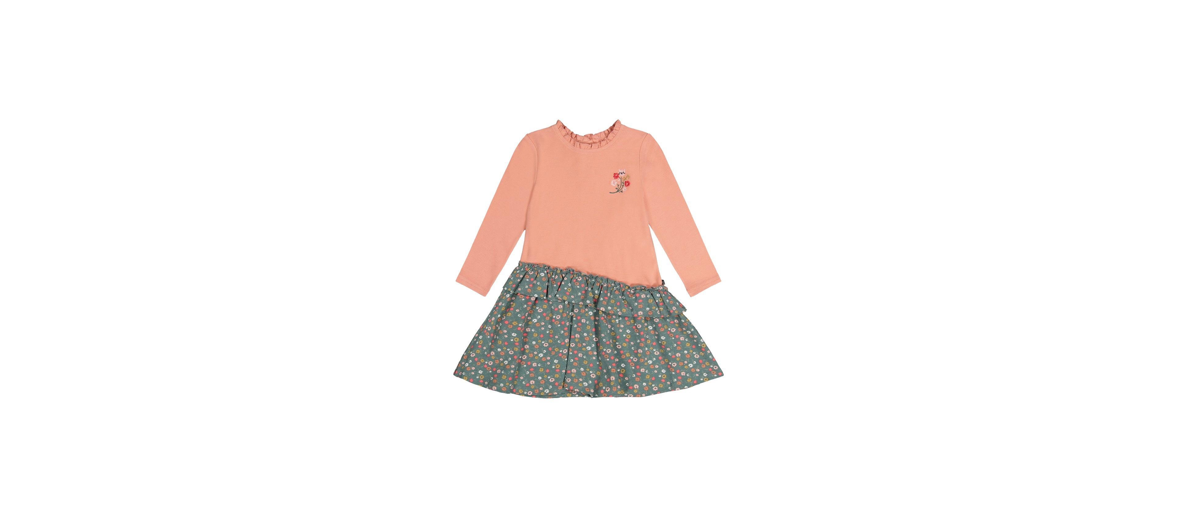 Deux par Deux Little Girls (6-8) Bi-Material Dress Floral Print