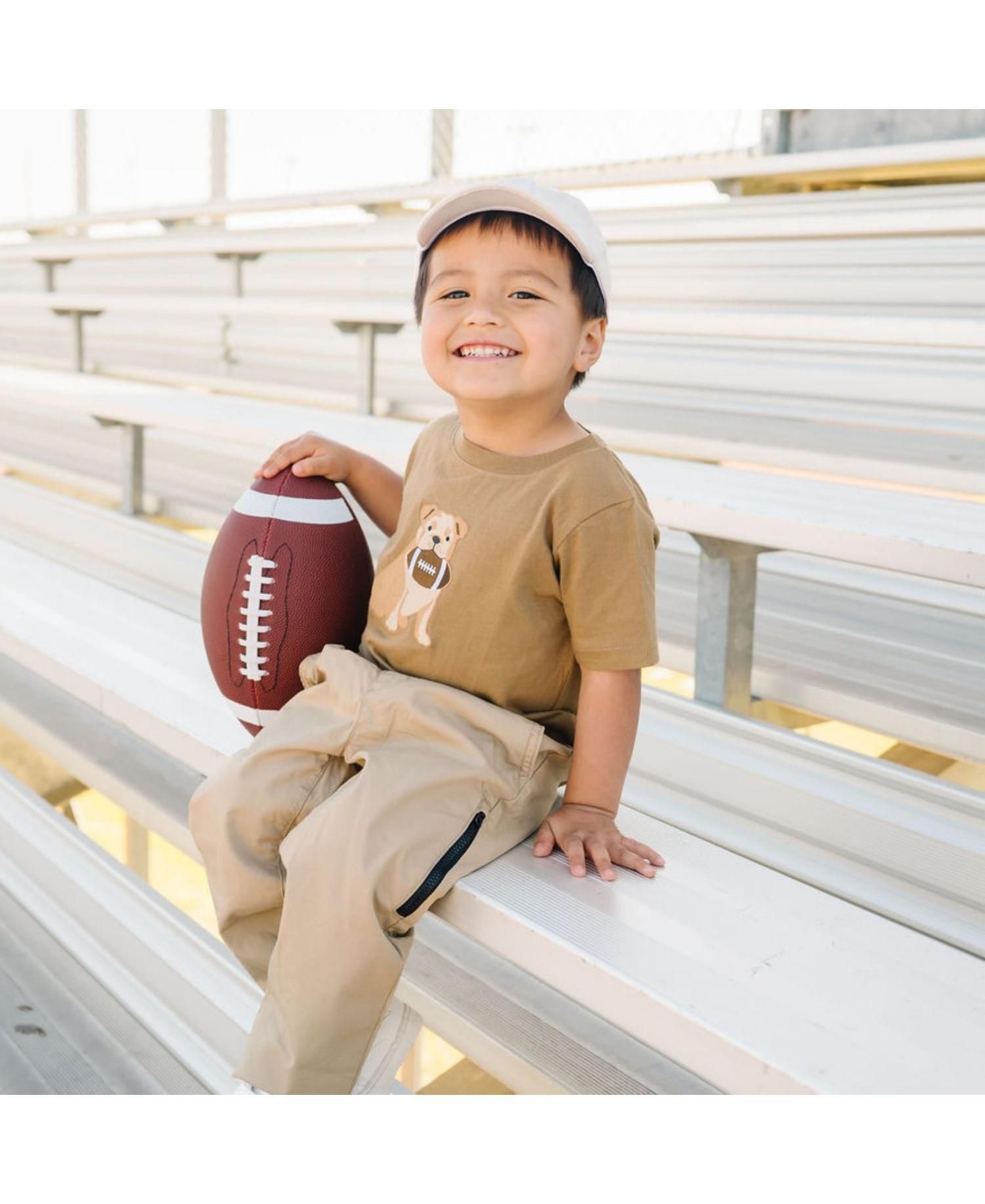 Baby Boys Bulldog Football Patch Short Sleeve T-Shirt