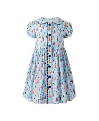 Girl's 2T-10 Sailboat Button-front Dress