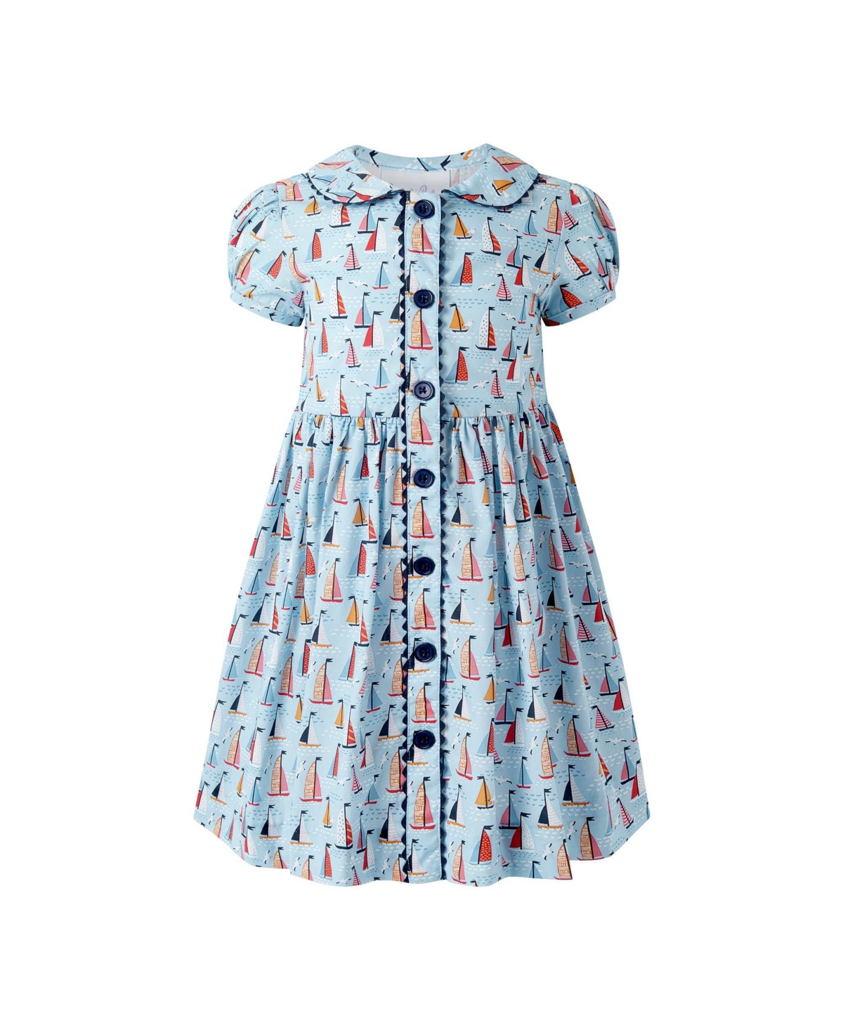 Rachel Riley Toddler Girls 2T-10 Sailboat Button-front Dress