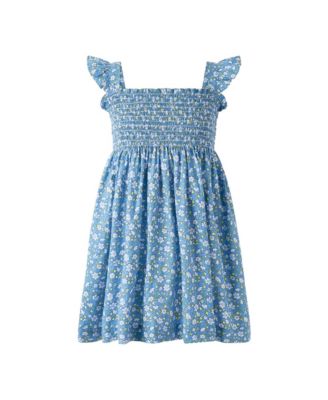Girls 2-14 Ditsy Daisy Ruched Dress
