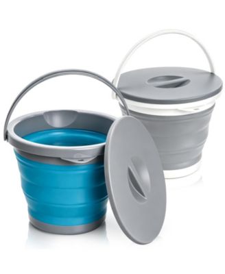2 Pack Collapsible Plastic Bucket 5 Gallon Foldable Tub For Camping Outdoor Activities