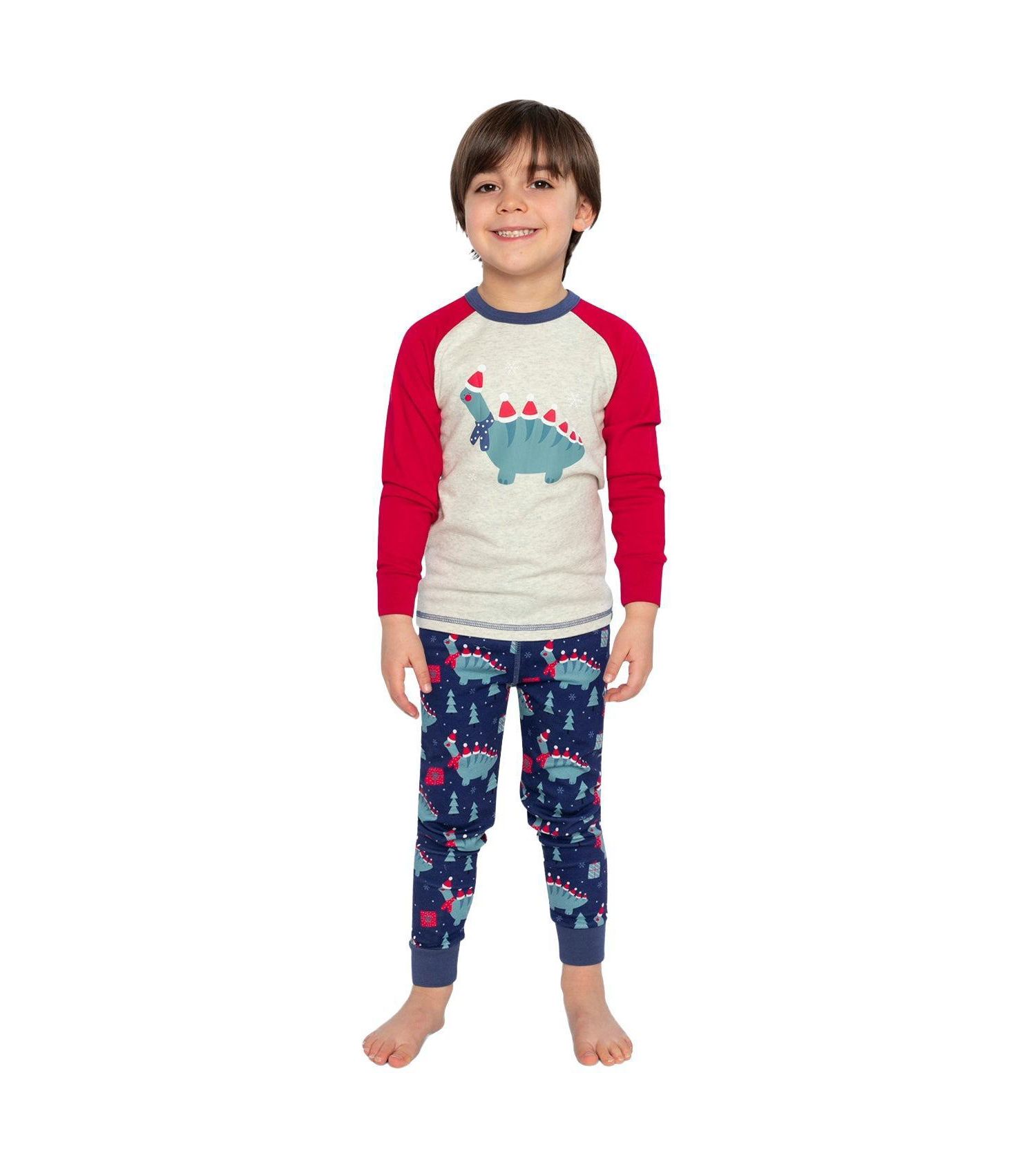 Little Boys 6-12 Cotton Two Piece Pajama Set Dinosaur Print