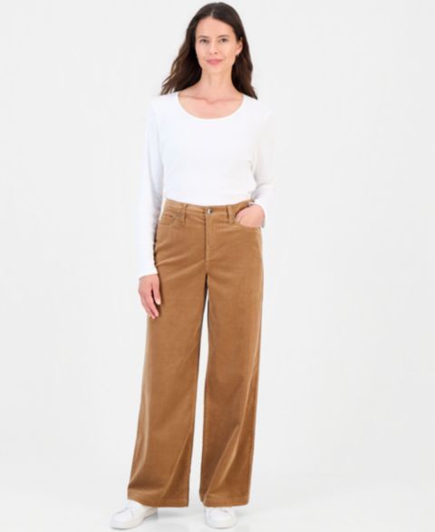Женские брюки Style & Co High-Rise Corduroy Wide-Leg, цвет: Beechwood