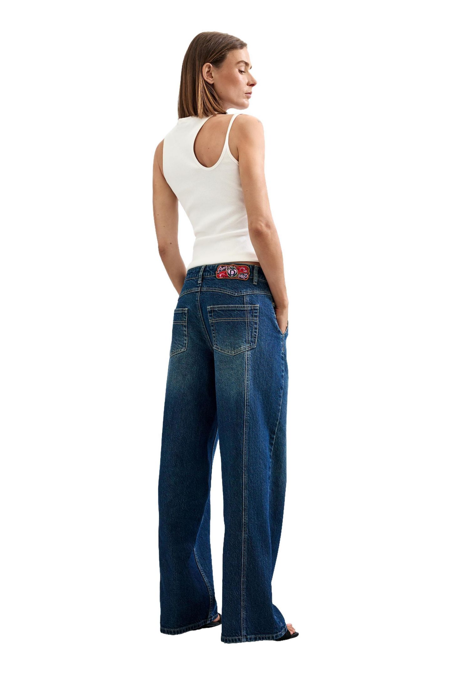 Женские джинсы Desigual High-Rise Wide-Leg, цвет: Тёмный синий — фото 6