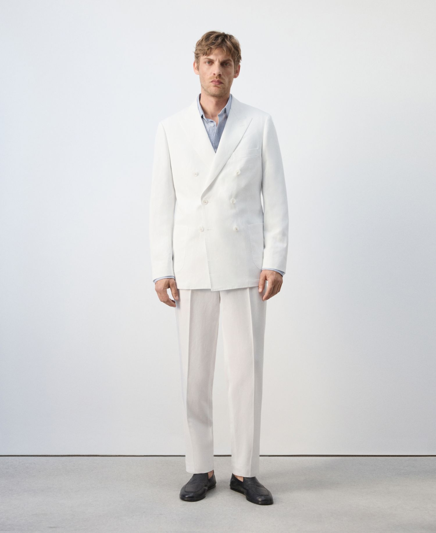 Men's Linen Lyocell Double-Breasted Suit Jacket