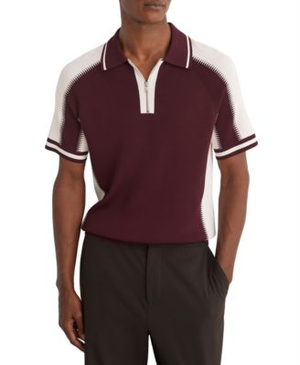 Men's Elmers Colour-Block Half-Zip Knitted Polo Shirt