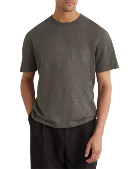 Мужская футболка REISS Huxley Cotton Slub Relaxed-Fit, цвет: Хаки зелёный