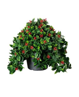 16" Ultraviolet Resistant Artificial Holly Berry Christmas Plant Indoor And Outdoor