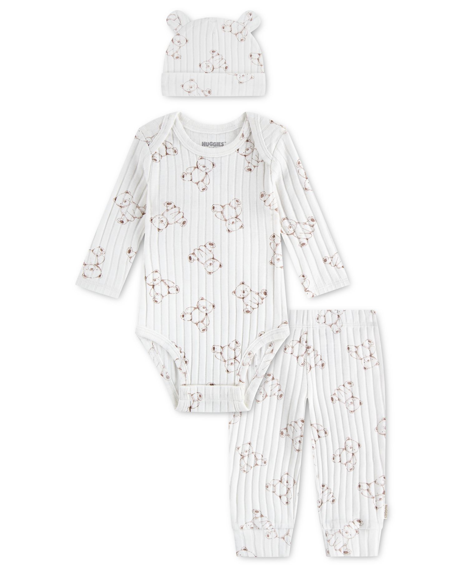 Baby Boys' and Baby Girls' Babywear Long-Sleeve Bodysuit, Pants and Hat, 3-Piece Set