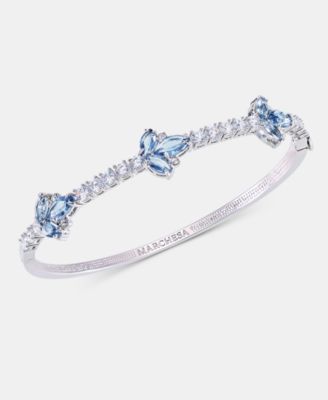 Silver-Tone Cubic Zirconia Star Print Bangle Bracelet
