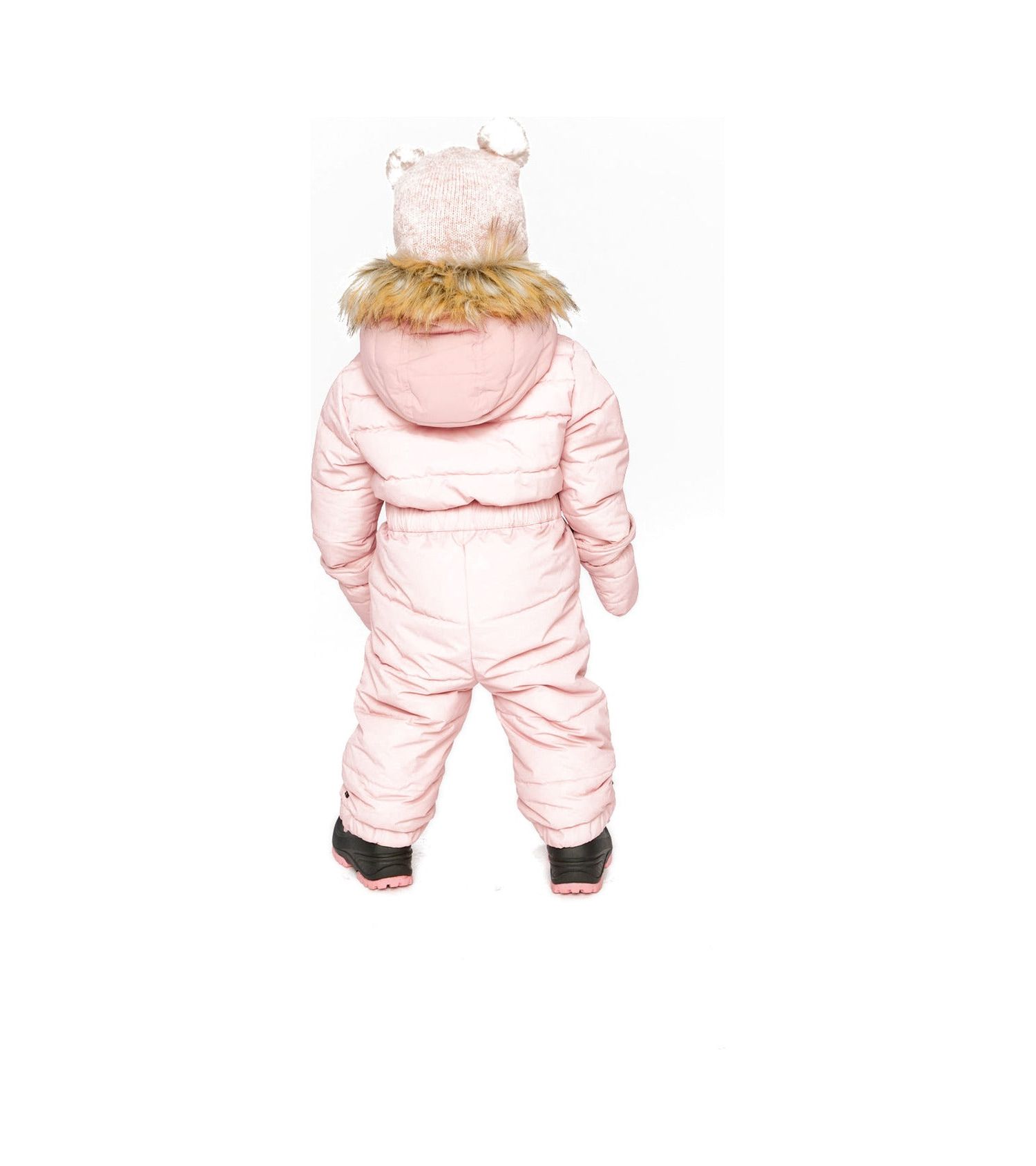Baby Girl ( 6M to 24M ) Original One Piece Puffy Snowsuit with Removable Mittens and Boots Pale Dusty
