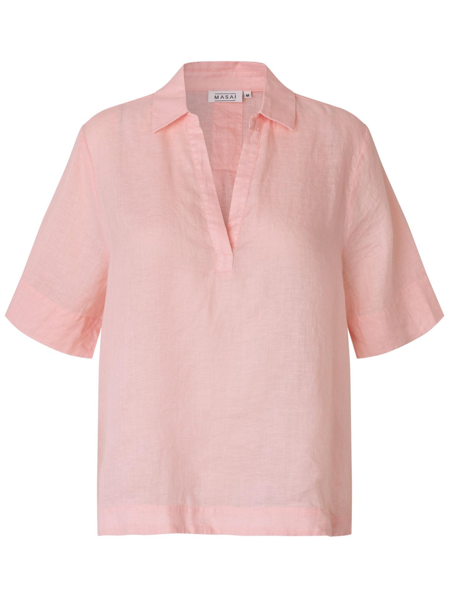 Женская рубашка Masai Copenhagen Mabrevia Relaxed Collared V-Neck Linen, цвет: Клубничный — фото 5