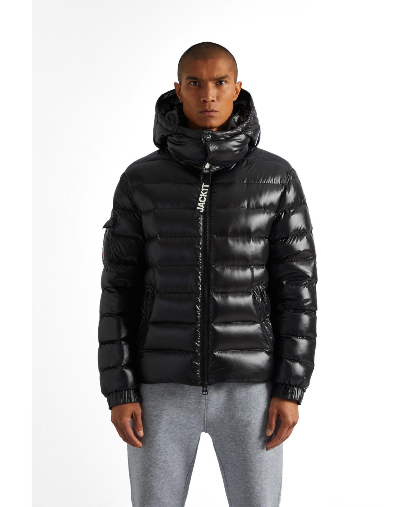 Мужская куртка JACK1T Hooded Puffer, цвет: Чёрный — фото 1