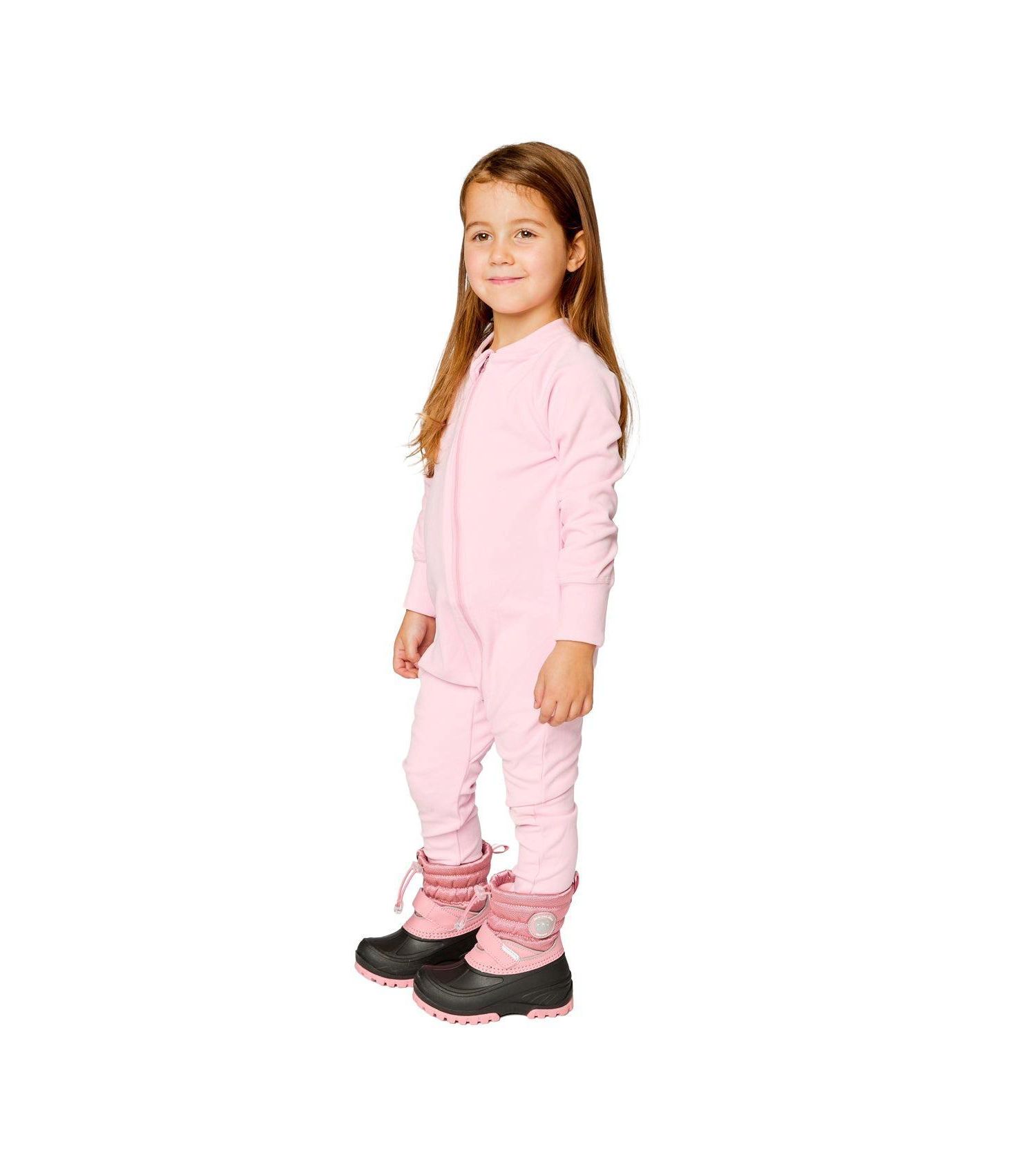Little and Big Girl ( 6b to 14 ) One Piece Thermal Underwear Pale