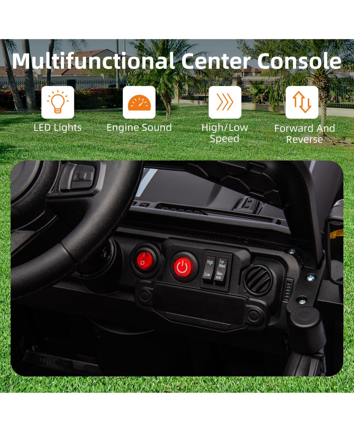 Детская игрушка homfan 12V Ride On Truck, Dual 25W Motors, Remote Control, Spring Suspension, LED Headlights, Music, Battery Powered Car Toy, цвет: Чёрный — фото 8