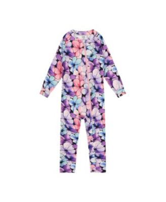 Little and Big Girl ( size 6 to 12 ) One Piece Thermal Underwear Floral PrintG