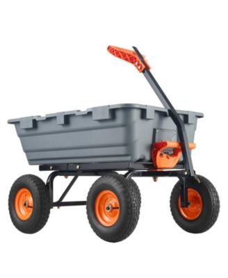 Garden Dump Cart, Poly Bed with Steel Frame, 6.48 Cube Feet., Dual-Function Handle, 1200 lb Load, 13" Wheels