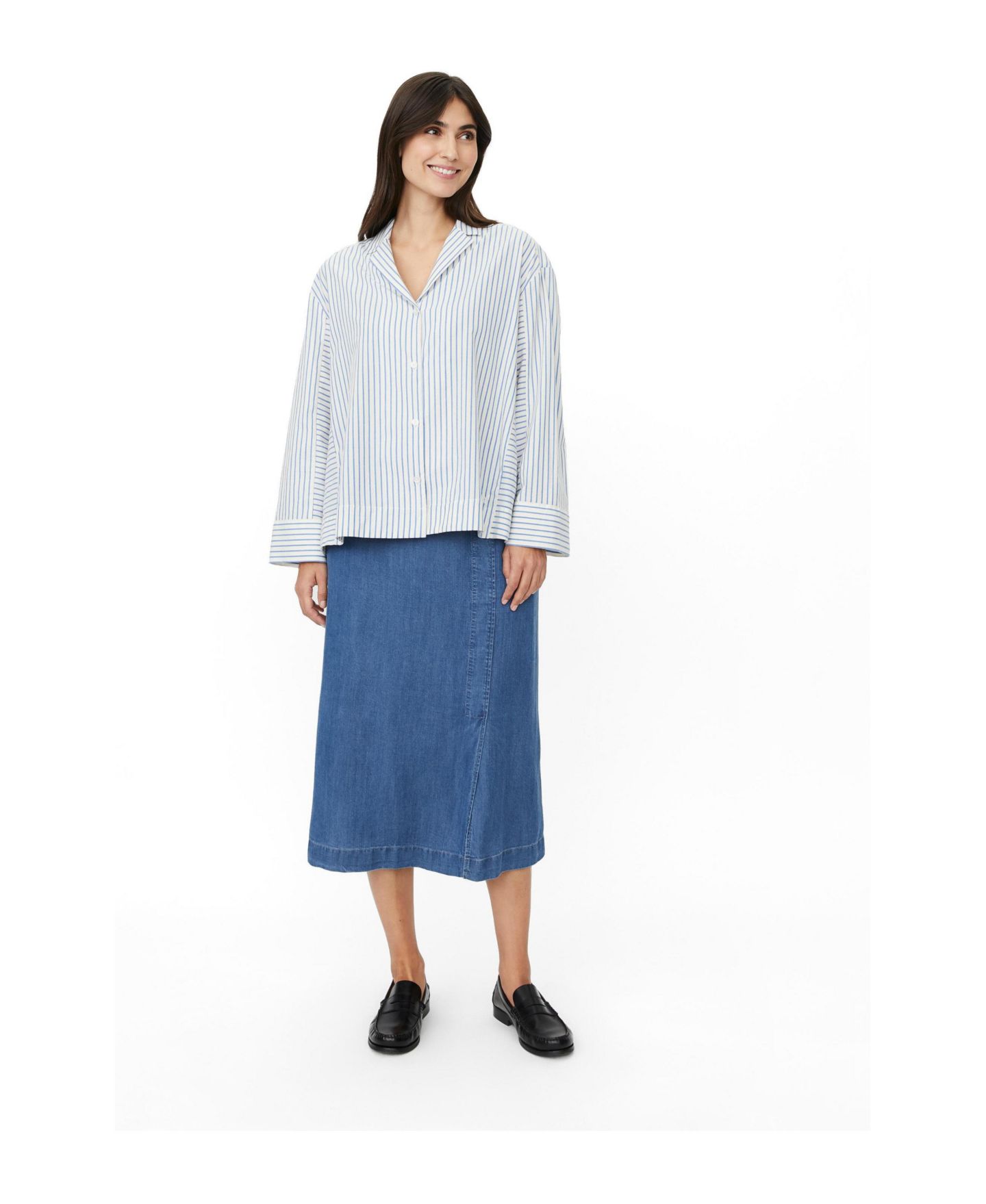 Женская рубашка Masai Copenhagen MaIsolisse Striped Long-Sleeve Cotton, цвет: Синий — фото 2