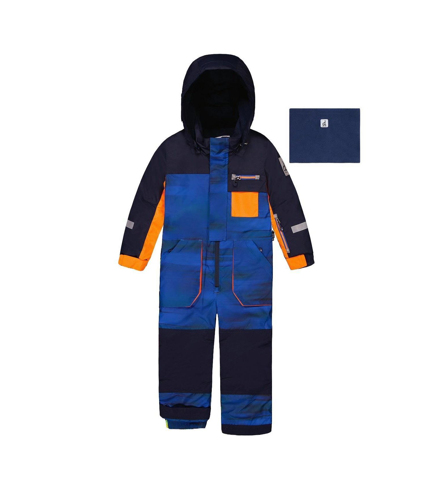 Big Boys (6-14) One Piece Play Snowsuit Blue with Stripes